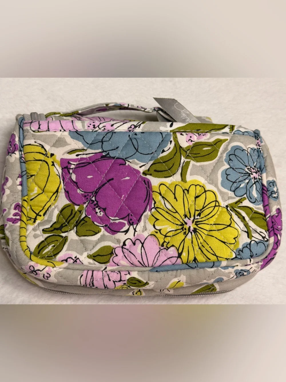 Vera Bradley Floral Hanging Cosmetic Bag in Purple and Gray